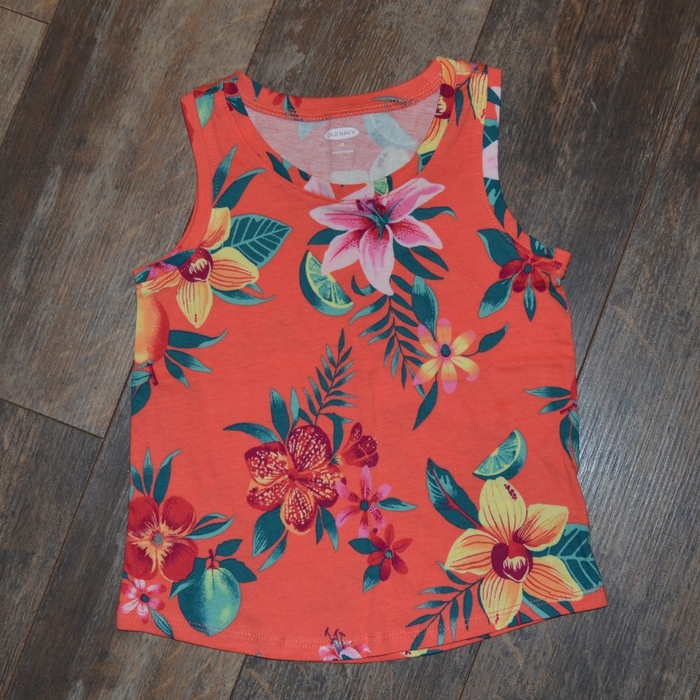 Old Navy Orange Tank Top w/Flowers